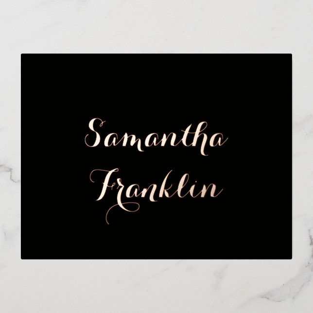 Pretty Script Font Name Black Place Cards (Front)