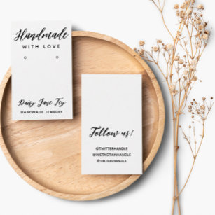 Pretty Script Handmade With Love Earring Display Business Card