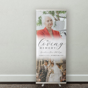 Pretty Script In Loving Memory Two Photos Retractable Banner