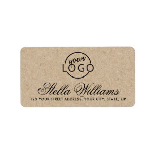 Pretty script logo Kraft look return address Label