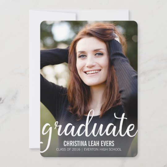 Pretty Script Modern Photo Graduation Announcement | Zazzle.com