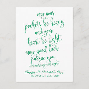 Pretty Script Old Irish Blessing St. Patrick's Day Postcard