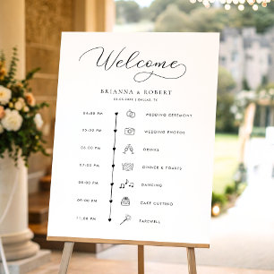 Pretty Script Wedding Day Timeline Welcome Sign