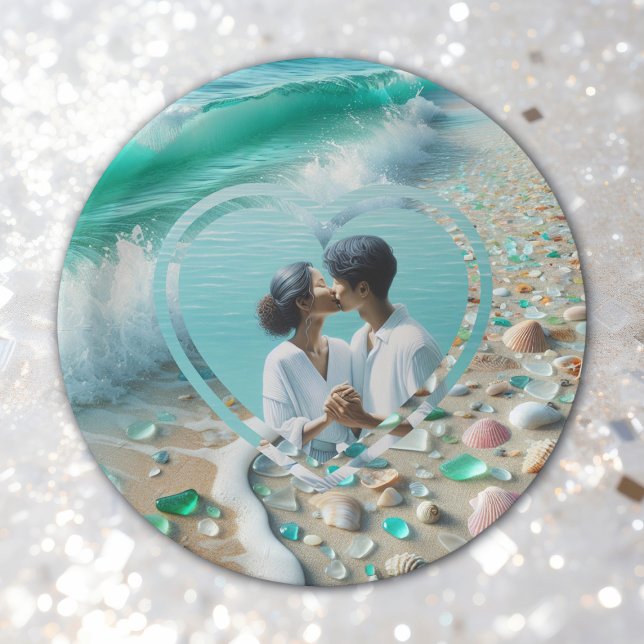 Pretty Sea Glass Photo Wedding  Paper Plates (Creator Uploaded)