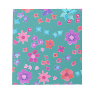 Pretty Sea Green Flower-Power Notepad or Jotter
