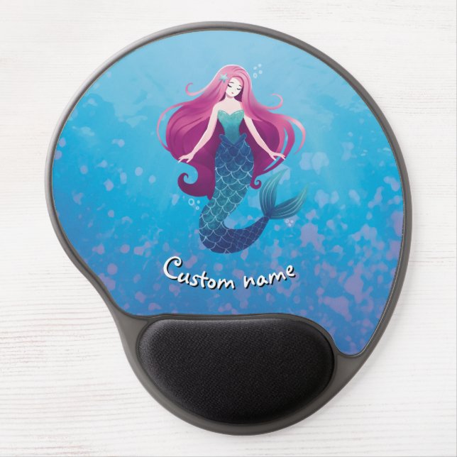 Pretty Sea Mermaid Personalized  Gel Mouse Pad (Front)