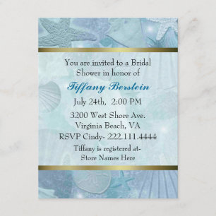 Pretty Sea Shell Themed Bridal Shower Invitation