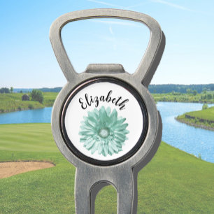 Pretty seafoam green daisy flower custom womens divot tool