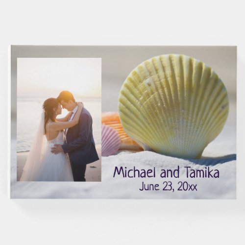 Pretty Seashells on the Beach Wedding Guest Book