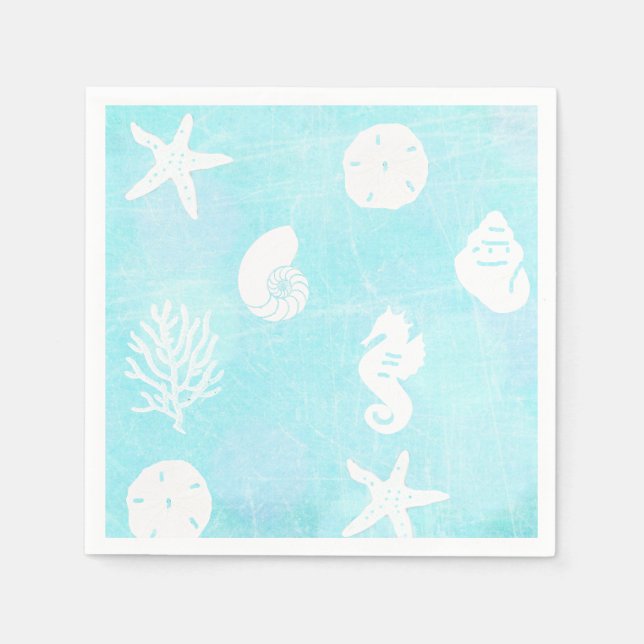 Pretty Seaside Beach Themed Seashell Napkins (Front)