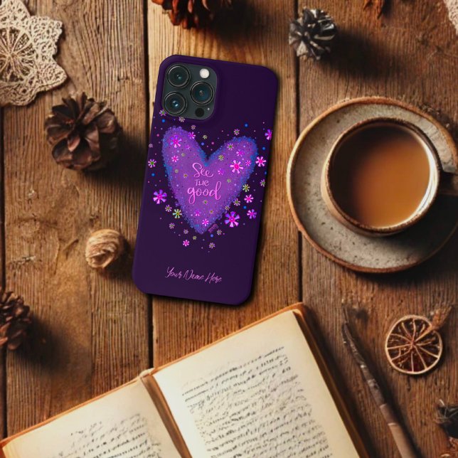 Pretty See the Good. Purple Floral Customized Case-Mate iPhone Case (Creator Uploaded)