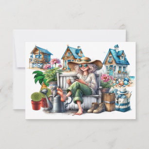 Pretty Senior Lady - See Back!  Note Card