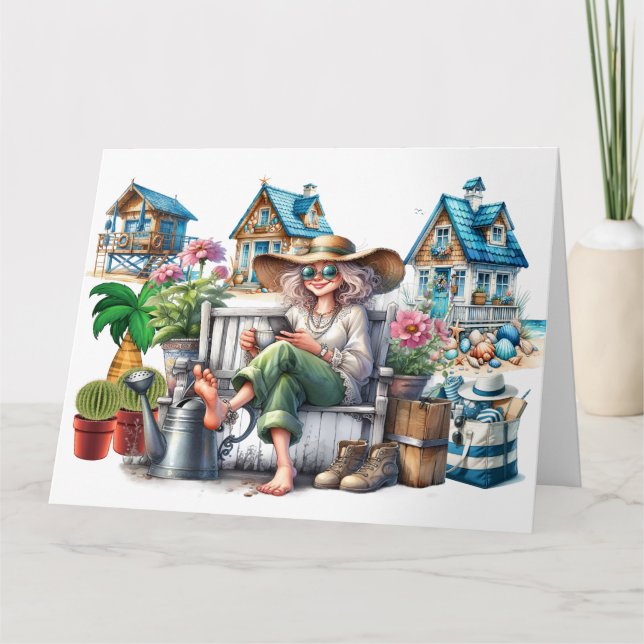 Pretty Senior Lady - See Inside -  Card (Front)