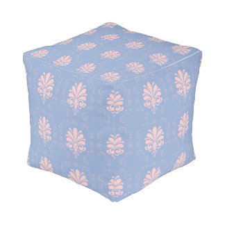 Pretty serenity and quartz damask patterned pouf