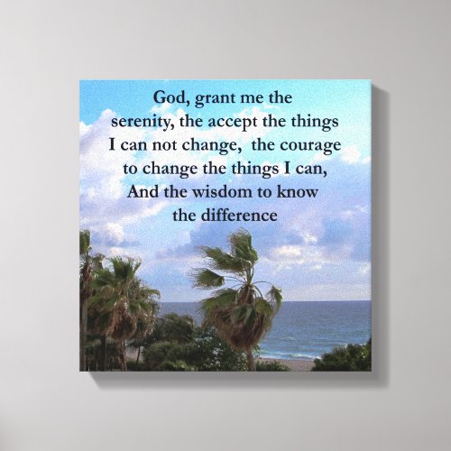 PRETTY SERENITY PRAYER PALM TREE PHOTO DESIGN CANVAS PRINT