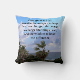 PRETTY SERENITY PRAYER PALM TREE PHOTO DESIGN THROW PILLOW