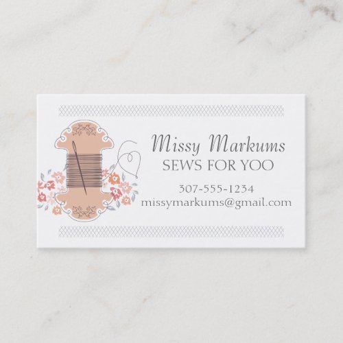 Pretty sewing embroidery needle thread seamstress business card