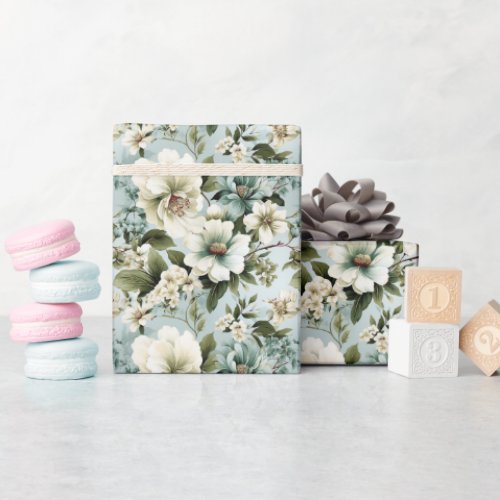 Pretty Shabby Chic Flower Floral Pattern Wrapping Paper