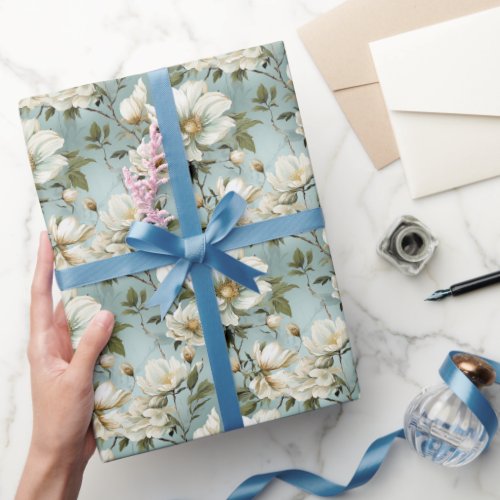 Pretty Shabby Chic Flower Floral Wrapping Paper