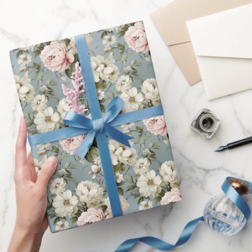 Pretty Shabby Chic Flower Floral Wrapping Paper