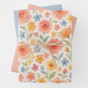 Pretty Shabby Chic French Floral Art Pattern Wrapping Paper Sheets