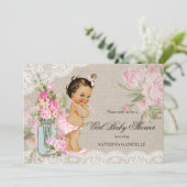 Pretty Shabby Chic Lace Floral Baby Shower Invitation (Standing Front)