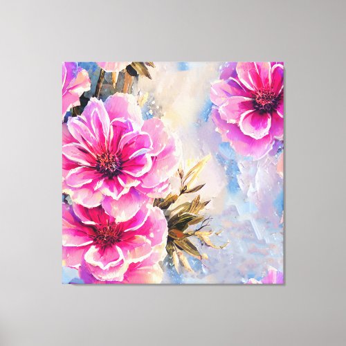 Pretty Shabby Chic Pink Flowers Floral Canvas Print