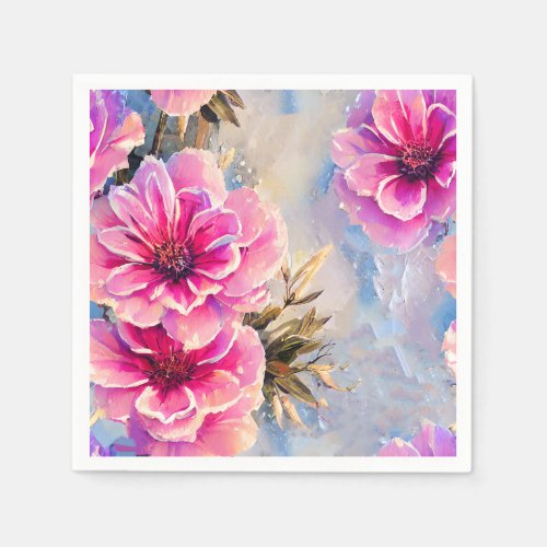 Pretty Shabby Chic Pink Flowers Floral Napkins