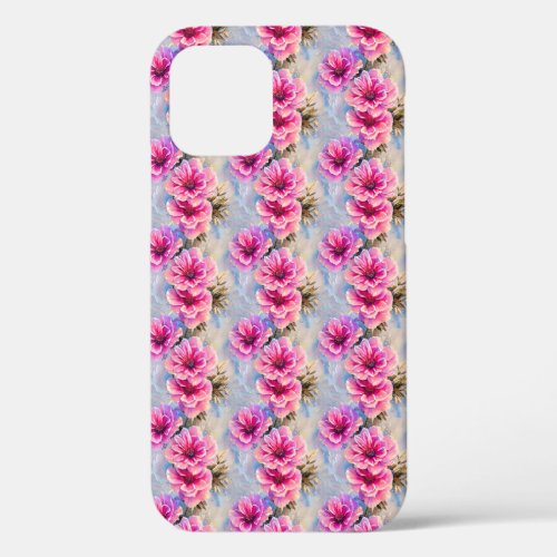 Pretty Shabby Chic Pink Flowers Floral Pattern iPhone 12 Case