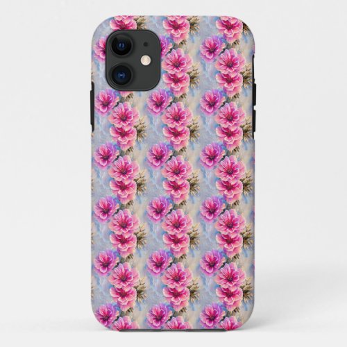 Pretty Shabby Chic Pink Flowers Floral Pattern iPhone 11 Case