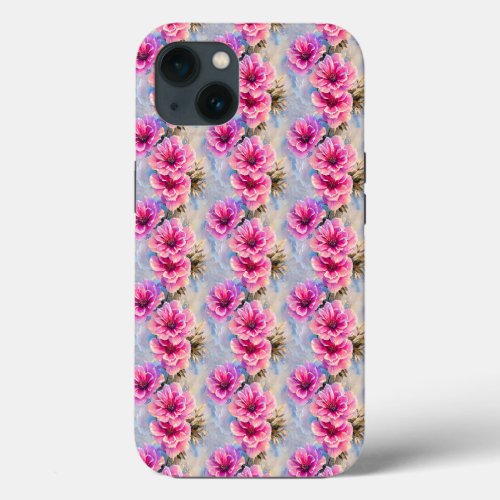 Pretty Shabby Chic Pink Flowers Floral Pattern iPhone 13 Case
