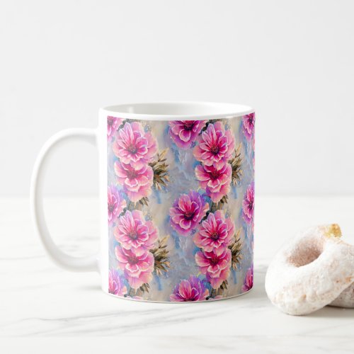 Pretty Shabby Chic Pink Flowers Floral Pattern Coffee Mug