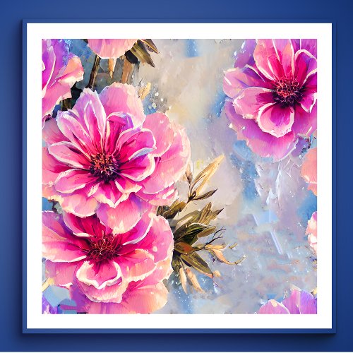 Pretty Shabby Chic Pink Flowers Floral  Poster