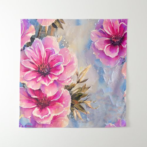 Pretty Shabby Chic Pink Flowers Floral Tapestry
