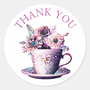 Pretty Shabby Chic Victorian Thank You Classic Round Sticker
