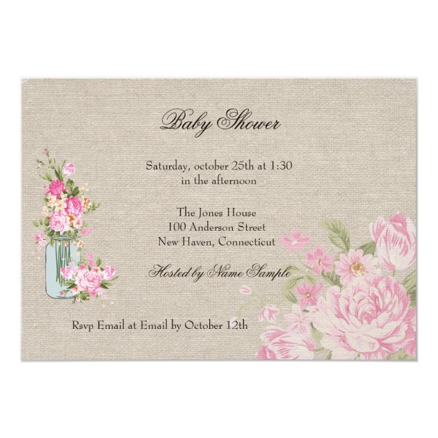 Pretty Shabby Lace Floral Girl Baby Shower Blonde Invitation