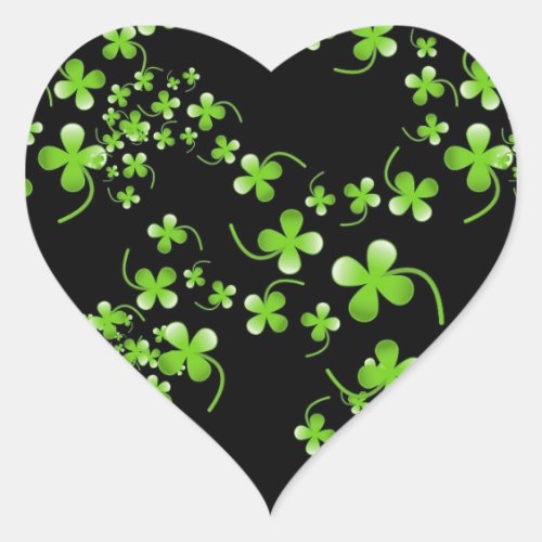 Pretty Shamrock pattern green on black accessory Heart Sticker