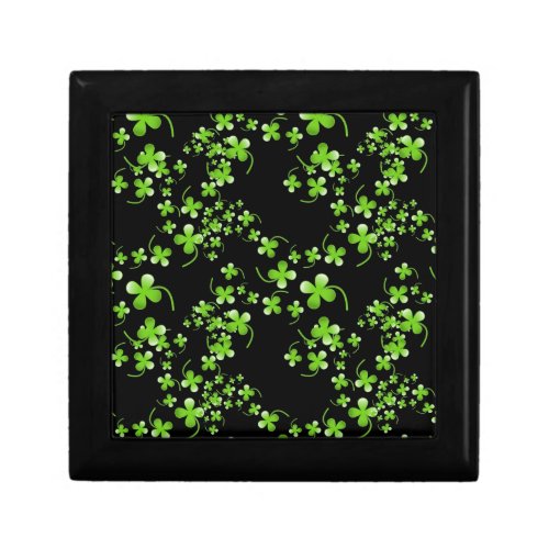 Pretty Shamrock pattern green on black accessory Jewelry Box