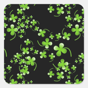 Pretty Shamrock pattern, green on black accessory Square Sticker