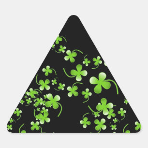 Pretty Shamrock pattern, green on black accessory Triangle Sticker