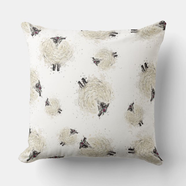 Pretty Sheep Throw Pillow (Front)