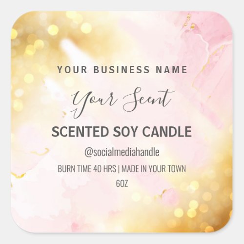 Pretty Shimmering Pink And Gold Soy Candle Labels