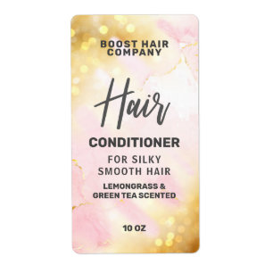 Pretty Shimmering Pink Gold Hair Product Labels