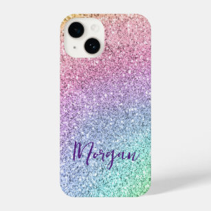 Pretty Shimmering Rainbow Glitter Personalized  iPhone 14 Case