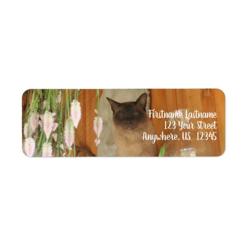Pretty Siamese Cat Animal Address Label