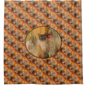 Pretty Siamese Cat Animal Pattern Shower Curtain