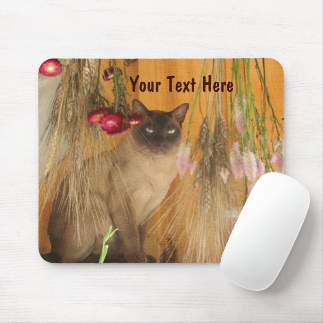 Pretty Siamese Cat Posing Animal Personalized Mouse Pad (With Mouse)