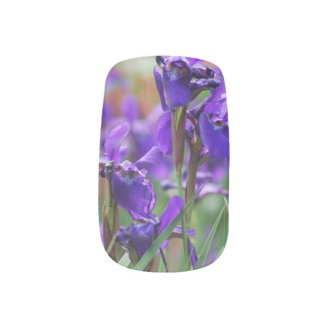 Pretty Siberian Iris Minx Nail Art (Left Thumb)