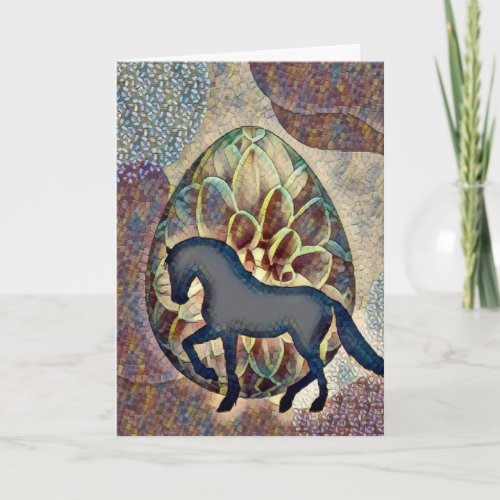 Pretty Silhouette Horse and Easter Egg Easter Card
