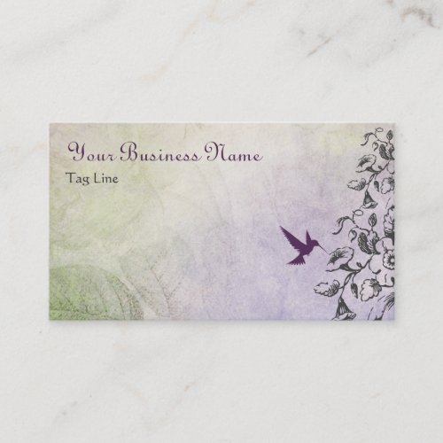 Silhouette Hummingbird and Flowers Business Card